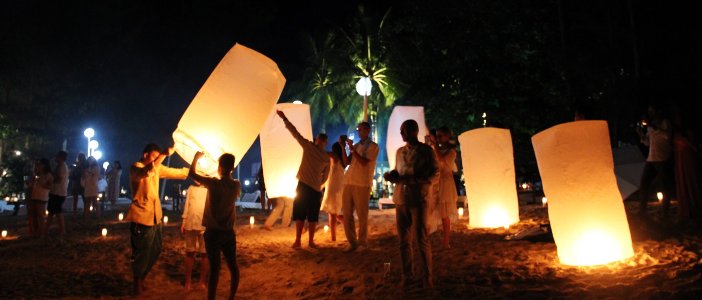 Magical sky lantern release at The Sarojin, filling the night sky with light.