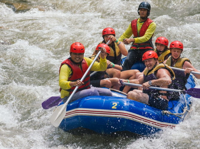 Exciting white water rafting adventure at The Sarojin resort.