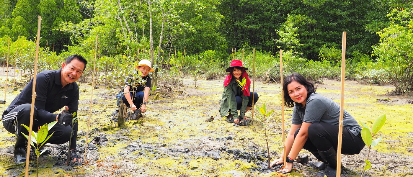sarojin staff plant mangrove trees when a new booking is made